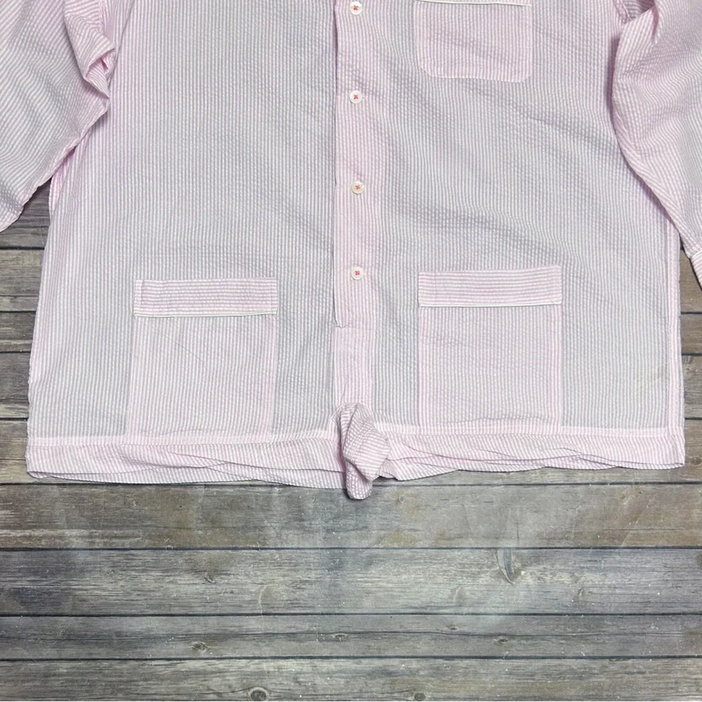 Intimately Free People Pink White Stripe Seersucker Pajamas Cloud Nine Romper XL